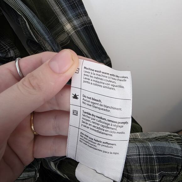 Carhartt Green White Long Sleeve Button Up Relaxed Fit Shirt Size Large Tall - Picture 4 of 7